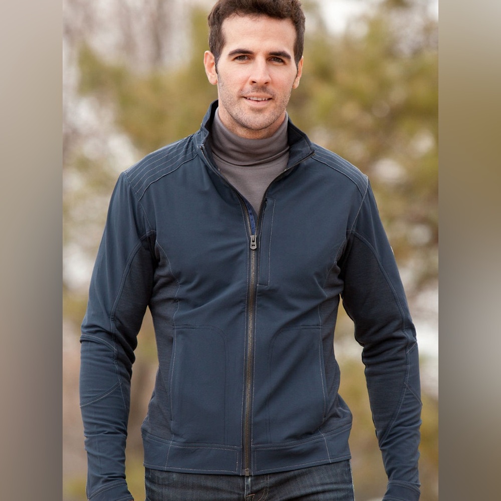Kuhl Dfynce Navy Technical Performance Windbreaker/Softshell Jacket - Men’s M
